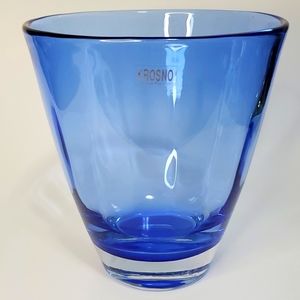 Vintage Krosno MCM Blue Vase, Bowl, Ice Bucket.